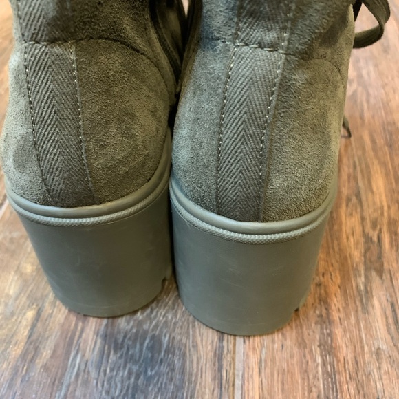 Splendid women’s Mady Green Suede Block Heel Combat Lace up Boots Size 9.5 M - Picture 4 of 11